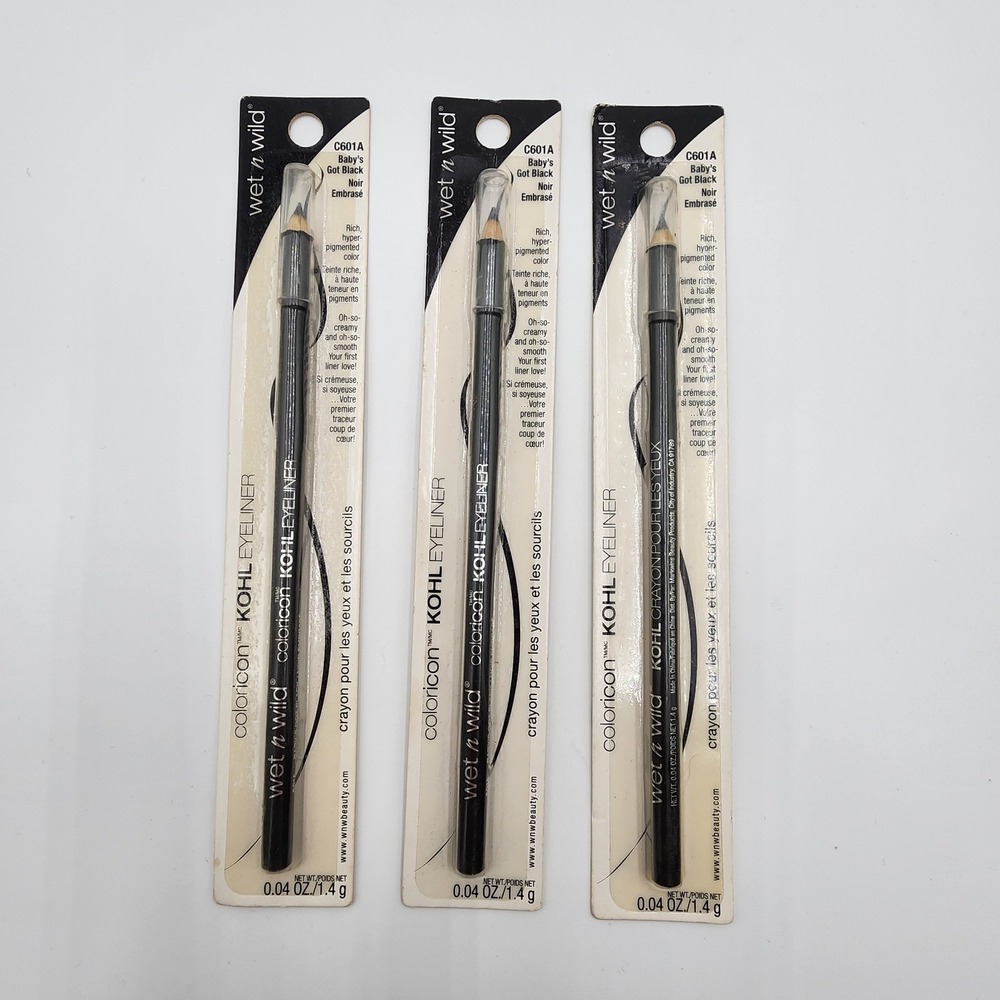 Wet n Wild Color Icon Kohl Eyeliner Pencil‎ Baby's Got Black 601A Lot of 3 New